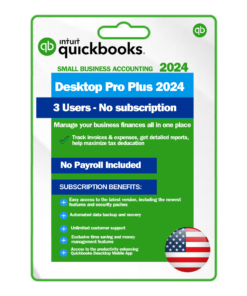 QuickBooks Desktop Pro Plus 2024 Lifetime License 3 Users USA Key